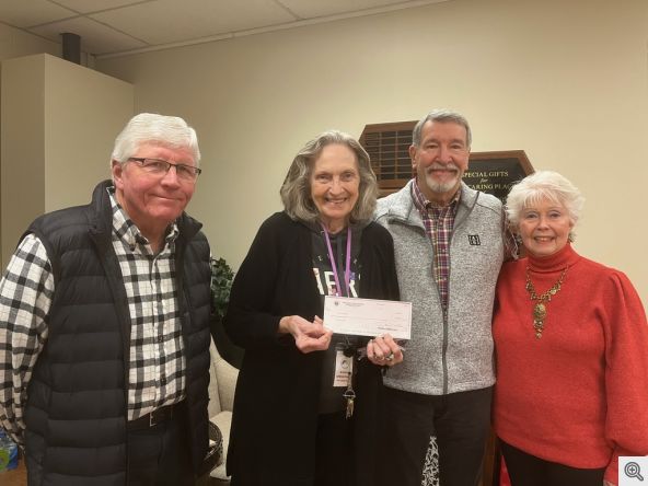 Pictured L-R Brother Bill Taylor, Betty Bourdreaux, Grand Knight Gary Wolfer, Ruth Wolfer