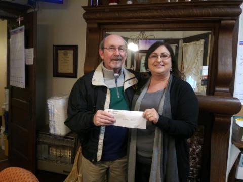 Ed Doyle Check Presentation to House Volunteer Administrator Tammy Jones Jan 29 2020